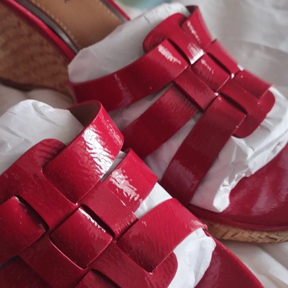 DONALD J PLINER ESPEDRILLE WEDGE SANDALS *🍅RED/NWOB - Picture 6 of 17